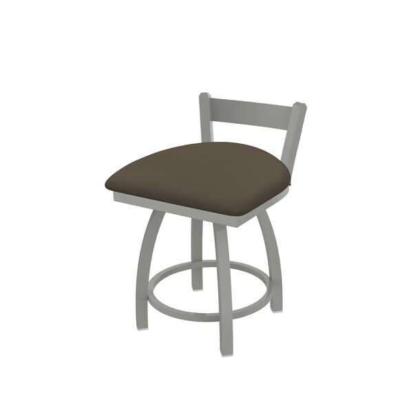 18" Low Back Swivel Vanity Stool, Nickel Finish, Canter Earth Seat
